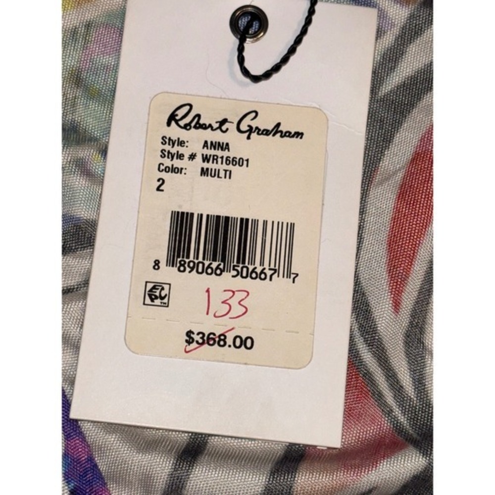 Robert Graham Anna Wrap Dress NWT Sz 2 Colorful Abstract Floral Silk Blend Mini - Picture 7 of 10